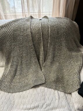 Universal Thread Heathered Light Gray Open-Front Ribbed Cardigan